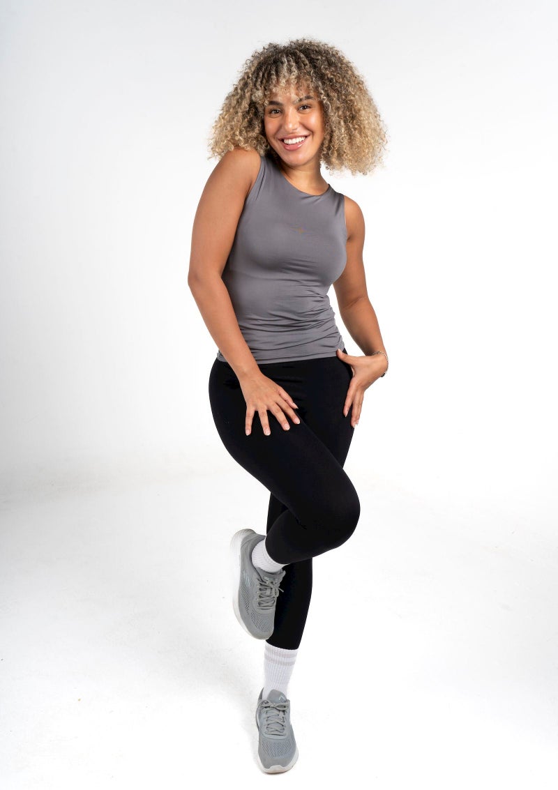 Beyond Women's Charcoal grey Basic sleeveless Top - Image 3